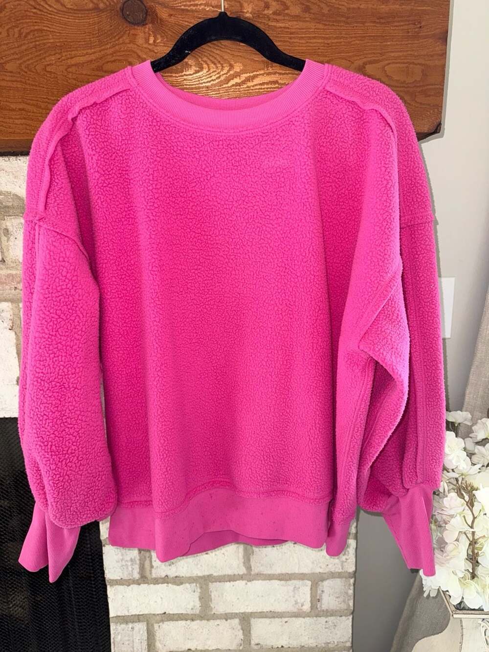 Pink Fuzzy Sherpa Sweatshirt - Women